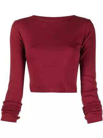 red long-sleeve top