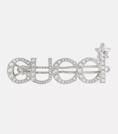 Crystal Logo Hair Clip in Silver - Gucci | Mytheresa