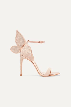 Neutral Chiara embroidered leather and suede sandals | Sophia Webster | NET-A-PORTER