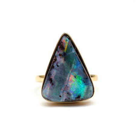 14k Handmade Boulder Opal Ring | Etsy