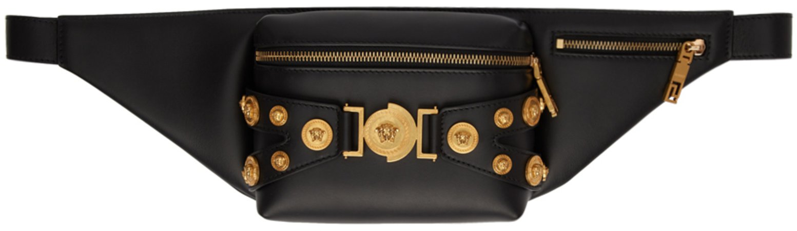Versace: Black Tribute Belt Bag