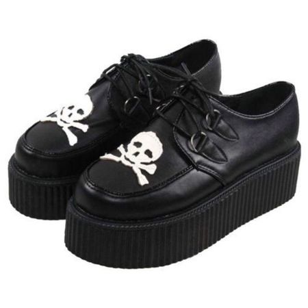 Black shoes with white skull