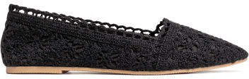 Crocheted Ballet Flats - Black