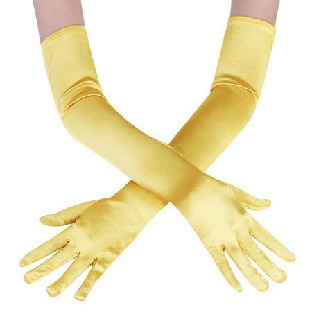 Long Opera Party 20s Satin Gloves Stretchy Adult Size Elbow Length 20. - BABEYOND