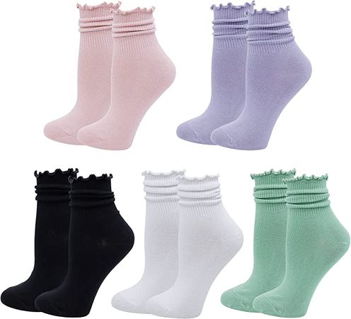 Amazon.com: Bellady Cute Ruffle Socks for Women, Funny Cotton Crew Socks, Frilly Ankle Socks Women 5 Pairs, Multicolored : Clothing, Shoes & Jewelry