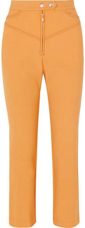 Orthodox Cropped Studded Cady Flared Pants - Yellow