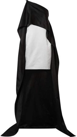 Asymmetric Cape-effect Silk-charmeuse Dress - Black