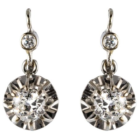 1950s Diamonds 18 Karat White Gold Drop Earrings For Sale at 1stDibs