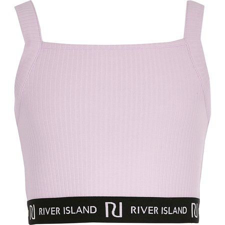Girls light purple RI square neck crop top | River Island