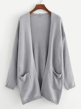 Pocket Patched Solid Cardigan
