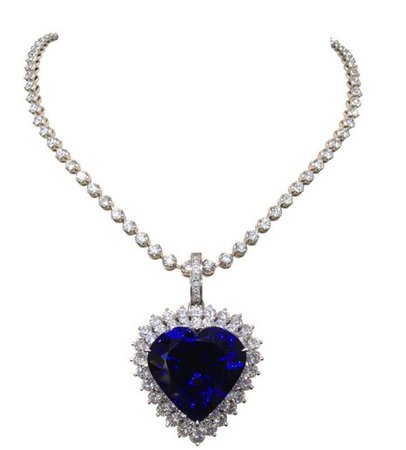 Heart Shaped Tanzanite Diamond Pendant on Diamond Chain