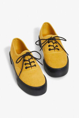 Corduroy lace-up sneakers - Must-have mustard - Shoes - Monki GB