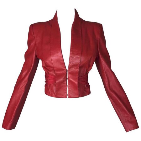 red leather jacket top