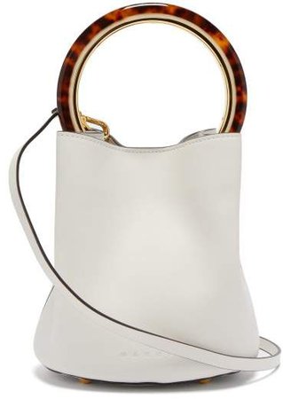 Pannier Leather Bucket Bag - Womens - White