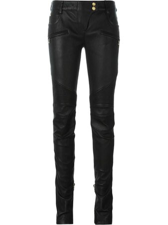 Black Leather Biker Pants