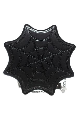 Spiderweb Sparkle Black Handbag by Sourpuss | Gothic