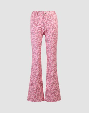 Pink Leopard Flare Pants