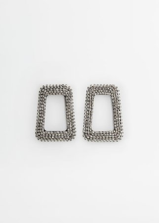 Crystal square earrings - Women | Mango USA silver