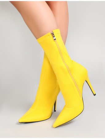 Direct Pointy Sock Boots in Yellow | Public Desire | Public Desire US