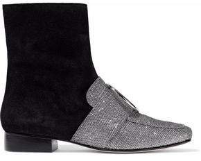 Dorateymur Ring-embellished Glittered Leather And Suede Ankle Boots