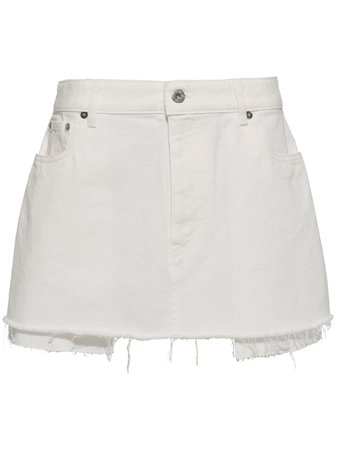 Miu Miu Frayed-hem Denim Mini Skirt