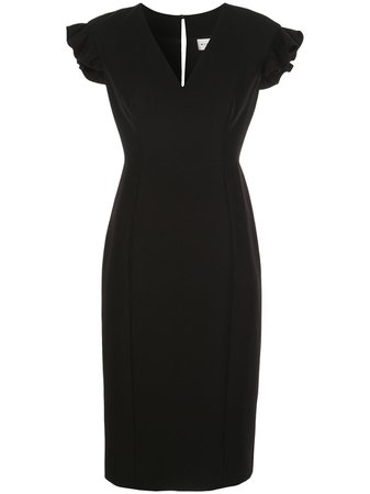 Milly Cady Beckett Ruffle Sleeve Dress 01BD70 Black | Farfetch