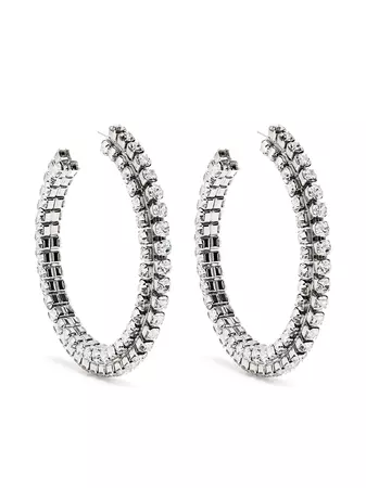 AREA Stacked Crystal Round Hoop Earrings - Farfetch