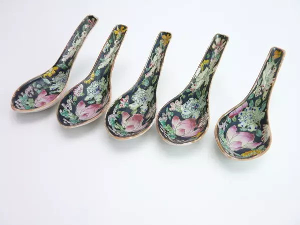 Antique Chinese Porcelain Soup Spoons Hand Painted Black - Etsy