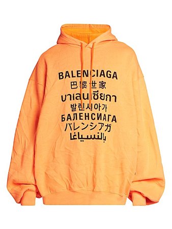 Balenciaga Multi-Languages Logo Bomber Hoodie | SaksFifthAvenue