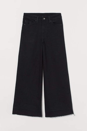 Wide High Ankle Jeans - Black