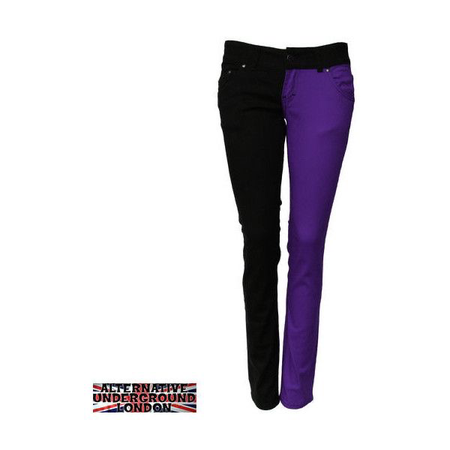 black and purple skinny jeans