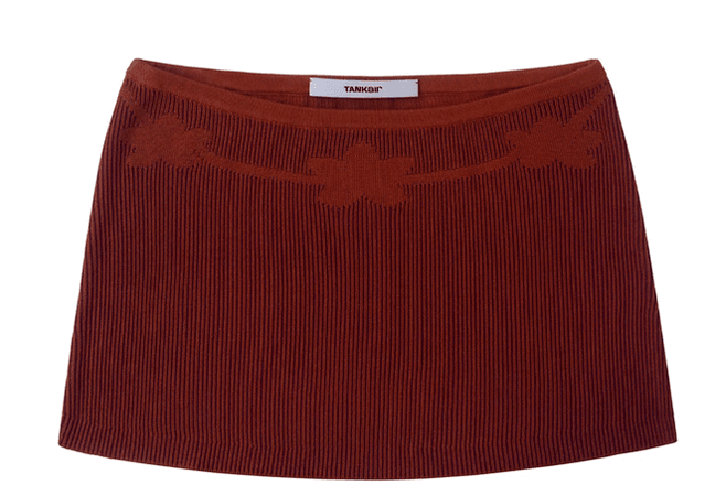 maroon flower lined skirt