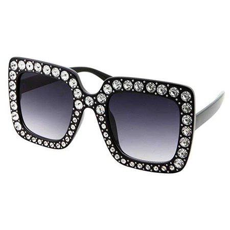 Amazon.com: Oversized Square Frame Bling Rhinestone Fashion Crystal Sunglasses For Women (Black): Clothing