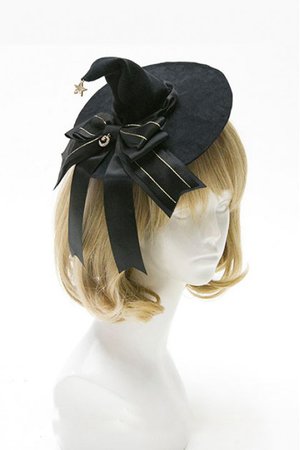 Lolita Witch Hat Halloween Witch Mini Pointed Gothic Lolita Hat - Sololita