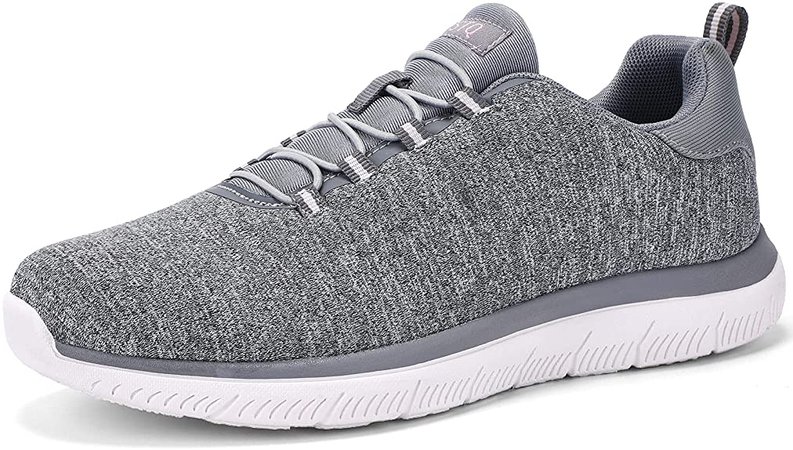 Amazon.com | STQ Slip On Fashion Sneakers for Women Lightweight Walking Shoes Breathable Non Skid for Gym Workout Shoes Comfortable Grey Aque 9.5 | Walking