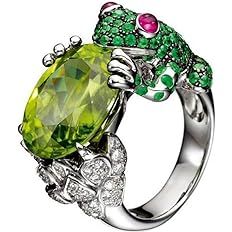 Amazon.com: Jude Jewelers Rhodium Plated Green Crystal Candy Color Frog Style Summer Holiday Wedding Party Ring : Clothing, Shoes & Jewelry