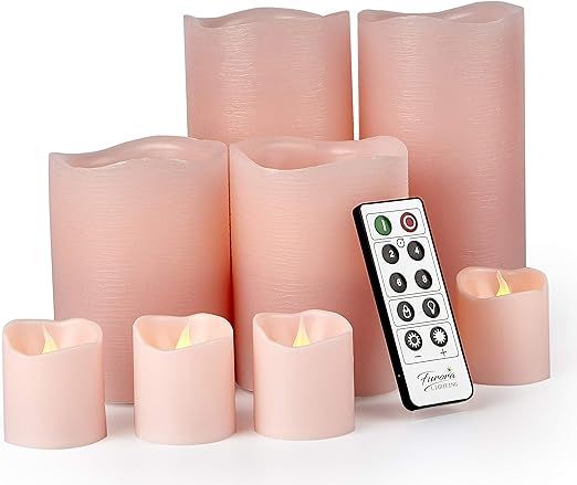 Furora LIGHTING LED Flameless Candles with Remote Control, Set of 8, Real Wax Battery Operated Pillars and Votives LED Candles with Flickering Flame and Timer Featured - Pink : Amazon.ca: Tools & Home Improvement