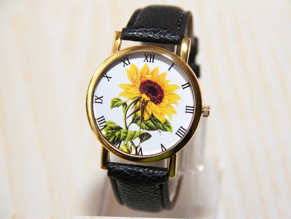 Wristwatches sunflower yellow watches women's watches | Etsy