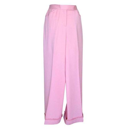 Chanel Trouser Pant French Pink Super Rear Detail Fringed Cuff 38