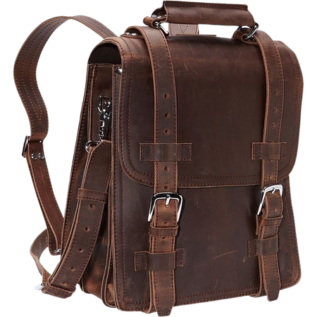 vintage brown leather backpack