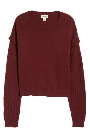 Open Edit Stitch Sleeve Cotton Blend Sweater | Nordstrom