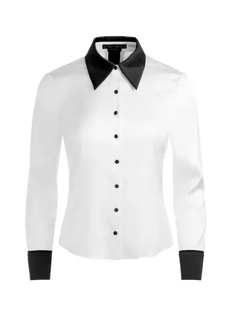 Willa Fitted Placket Top In Off White/black | Alice And Olivia