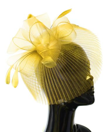 Yellow Veil Fan Feathers Fascinator on Headband Wedding Races - Etsy Canada