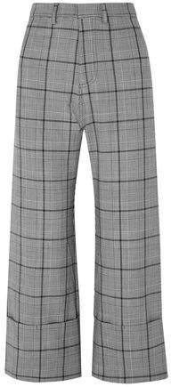 Bacall Cropped Prince Of Wales Checked Jacquard Wide-leg Pants