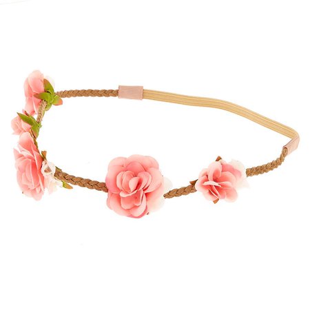 Braided Flower Crown Headwrap - Pink | Claire's US