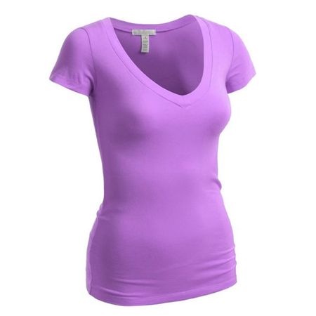 Emmalise Women's Short Sleeve T Shirt V Neck Tee (Lavender, Medium) - Walmart.com