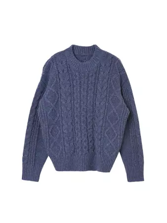 Raina Cable Blue Irish Knit Wool Sweater – Simple Retro