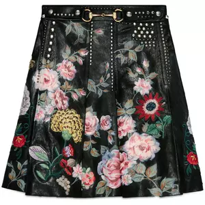 hand painted leather skirt