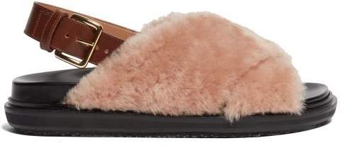 Fussbett Shearling And Leather Slingback Sandals - Womens - Nude