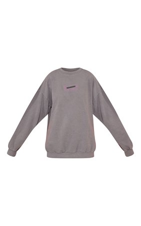 Plt Recycled Grey Established Washed Sweatshirt | PrettyLittleThing USA
